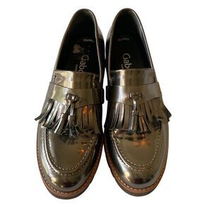 Gabor Comfort Opti Fit Chunky Patent‎ Leather Loafer in Gun Metal S  6.5 US